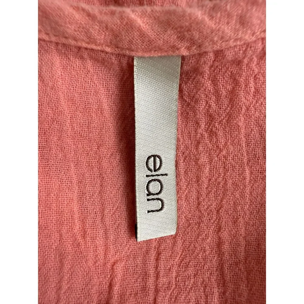 Elan Women's Long Sleeve Tunic Swim Cover Up Pink Cotton Size M Medium